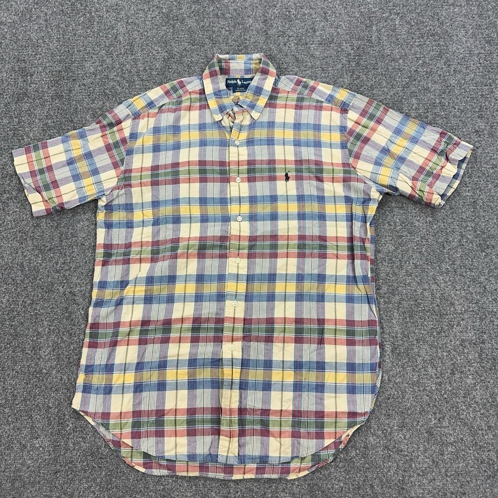 VTG Ralph Lauren Shirt Mens M Multicolor Plaid Madras Cotton Blake Button Down